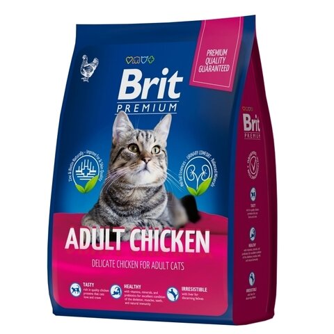 Сухой корм Brit Premium Cat Adult для взрослых кошек курица 800 г