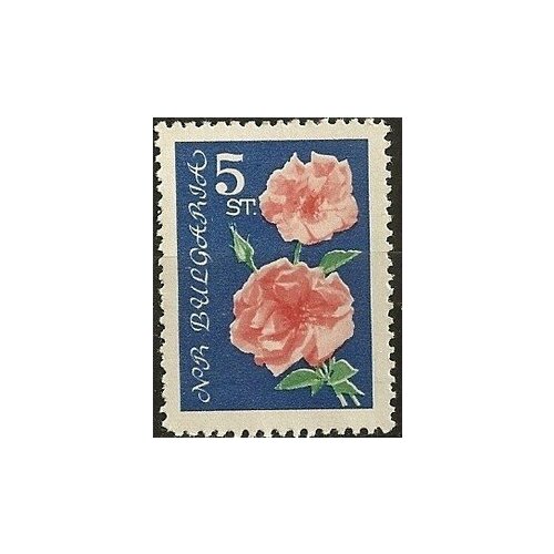 (1962-033) Марка Болгария Роза (Розовый, синий) Розы III Θ