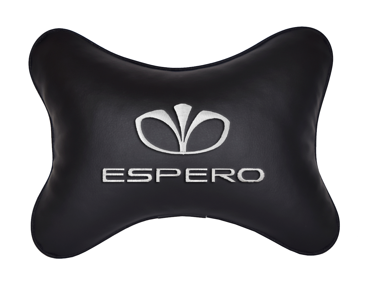 Автомобильная подушка на подголовник экокожа Black с логотипом автомобиля DAEWOO Espero