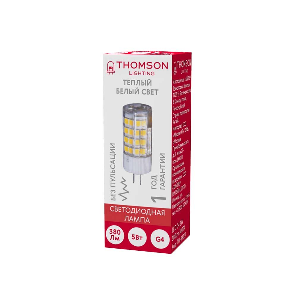 Светодиодная лампа Thomson 5 Вт G4 220 В теплый