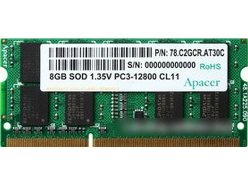 Память SO-DIMM DDR3 4Gb (pc-12800) 1600MHz Apacer Retail AS04GFA60CATBGC/DS.04G2K.KAM - фото №4