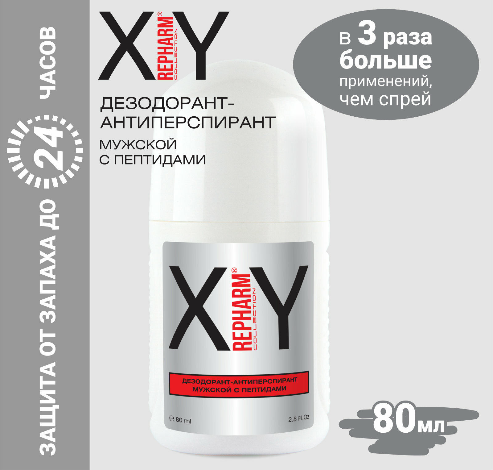 Дезодорант-антиперспирант Repharm® XY COLLECTION мужской с пептидами 80 мл