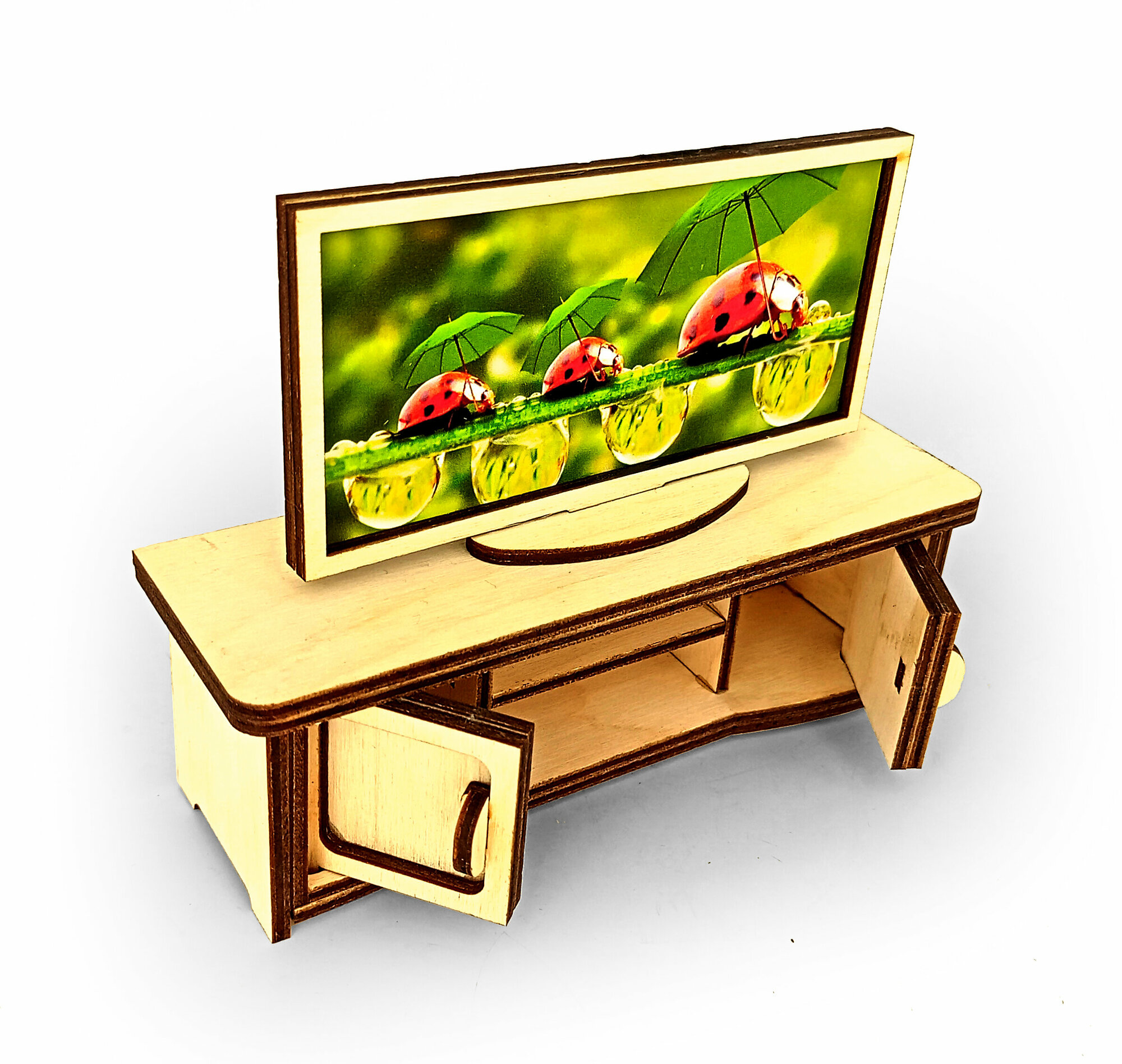 Кукольная тумба с ТВ, 15 см — фото 1