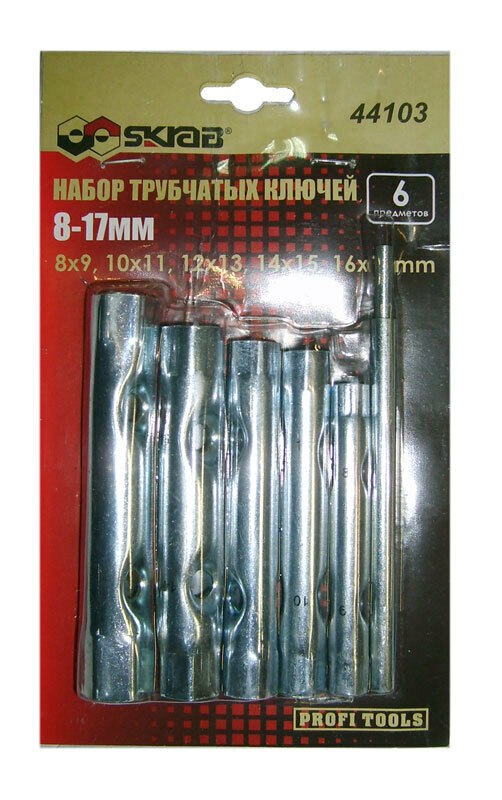Набор трубчатых ключей 6 шт. 8-17 мм SKRAB 44103