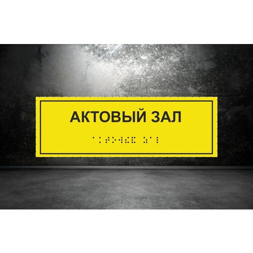 Тактильная табличка со шрифтом Брайля Актовый зал 300*100мм на ПВХ 3мм