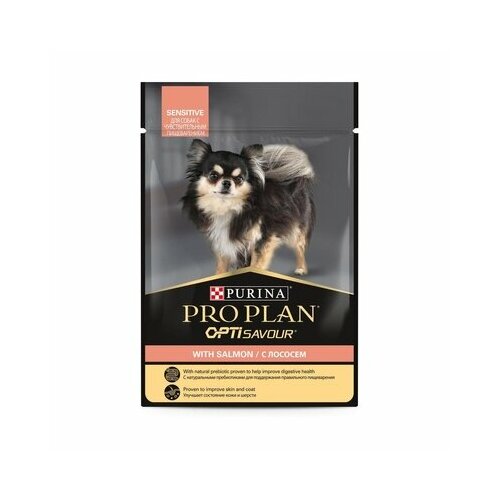 Purina Pro Plan (паучи) Паучи кусочки в соусе для взрослых Собак с лососем чувствительное пищеварение 12493539 0,085 кг 55787 (20 шт)