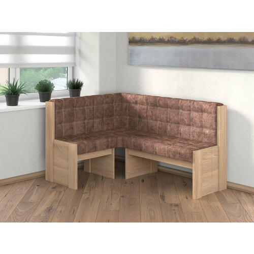Скамья угловая однотон Betel Квадро ДУБ сонома, велюр коньяк