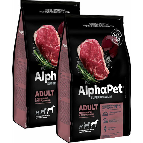 ALPHAPET SUPERPREMIUM ADULT для взрослых собак крупных пород с говядиной и потрошками (3 + 3 кг) alphapet superpremium adult для взрослых собак средних пород с говядиной и потрошками 7 7 кг