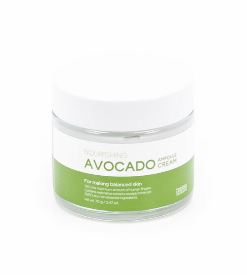 Tenzero / Тензеро Nourishing Avocado Ampoule Cream Крем для лица питательный ампульный с экстрактом авокадо 70г / корейская косметика