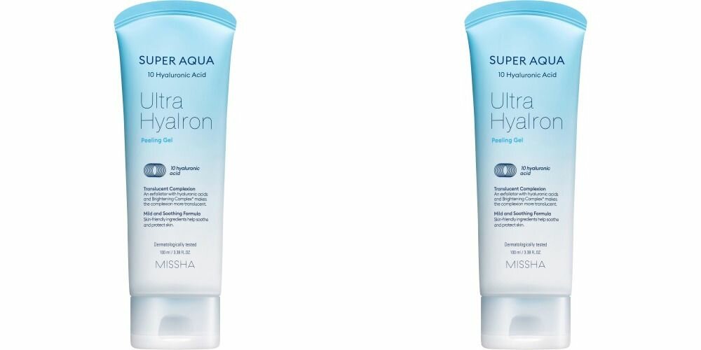 Missha Гель-скатка Super Aqua Ultra Hyalron, 100 мл, 2 шт