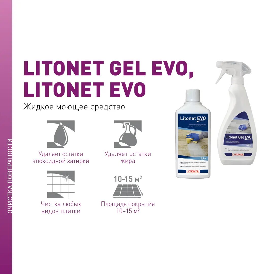 Очиститель Litokol жидкий для облицовочной поверхности Litonet Gel EVO 0.5 л