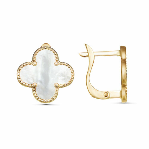 Серьги MG, красное золото, 585 проба, перламутр