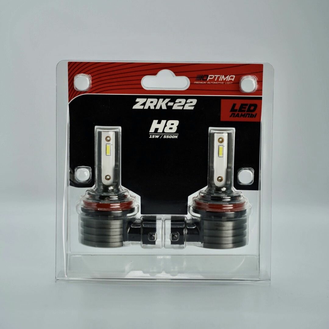 Светодиодная лампа H8 Optima LED ZRK-22, 5500K, 12V, комплект 2 шт.