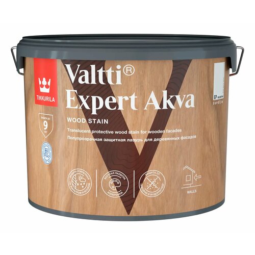 Антисептик защитно-декоративный Tikkurila Valtti Expert Akva тик полуматовый 9 л