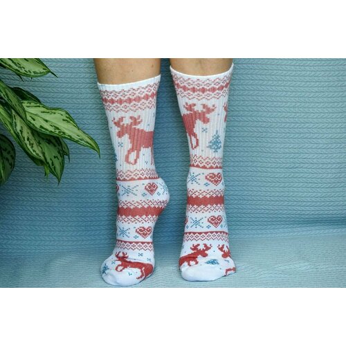 фото Носки , размер 36/41, синий, красный хлопковые cotton print