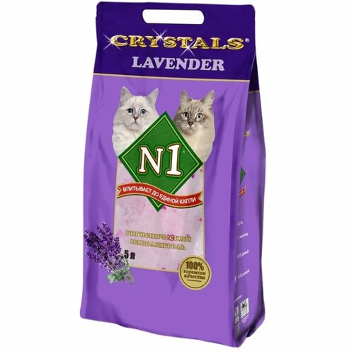 N1 силикагелевый наполнитель с ароматом лаванды 5л фиолетовый