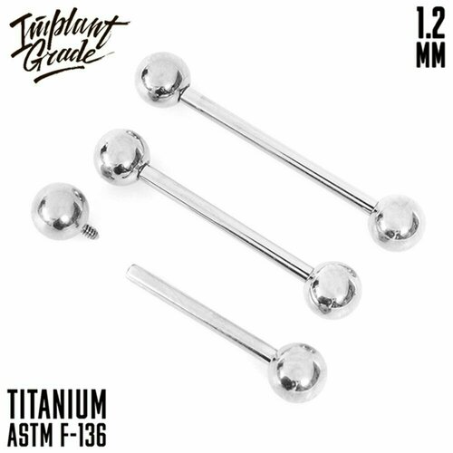 Пирсинг в нос Implant Grade, размер 14 мм, длина стержня 14 мм, 1 шт., серебристый