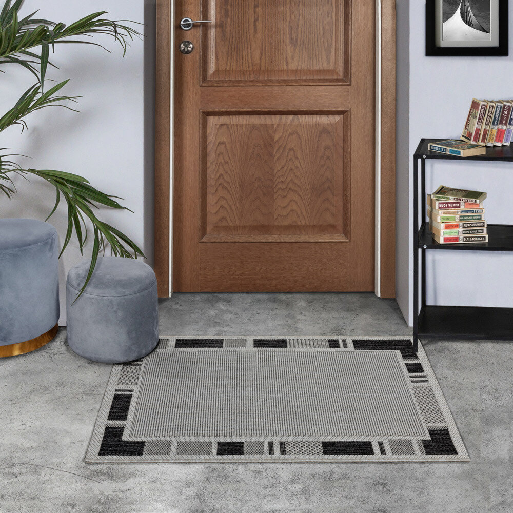 фото Ковер 0,8х1,5 м прямоугольный Side серый безворсовый