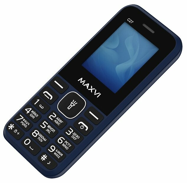 Сотовый телефон Maxvi C27 177" 13 Мп microSD 2 sim FM фонарик 600 мАч синий