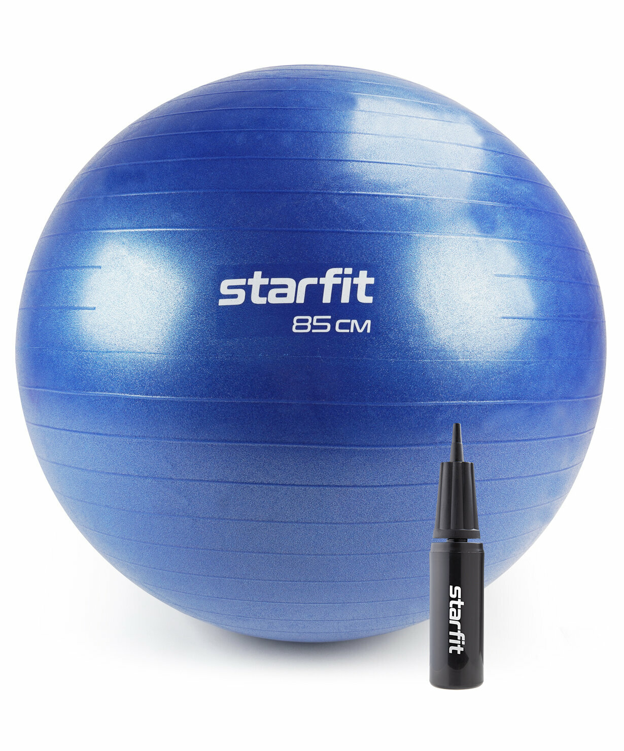 Фитбол Starfit Gb-109 антивзрыв, 1500 гр, с ручным насосом, темно-синий, 85 см