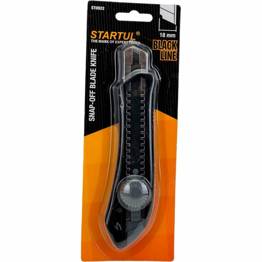 Нож канцелярский выдвижной 18 мм STARTUL Black Line (ST0922)