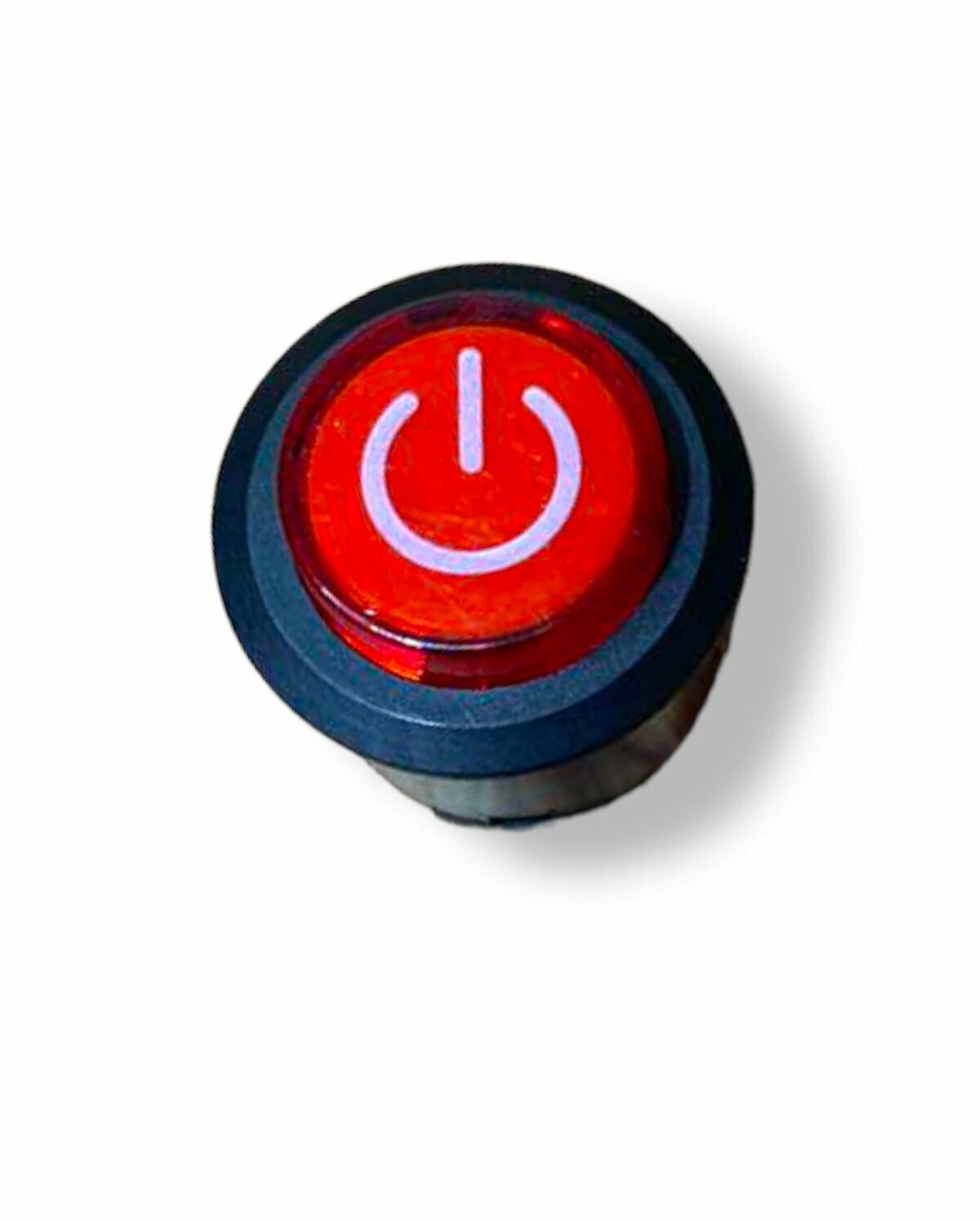 Кнопка круглая для включения детского электромобиля, красная, трёхконтактная, диаметр 28мм