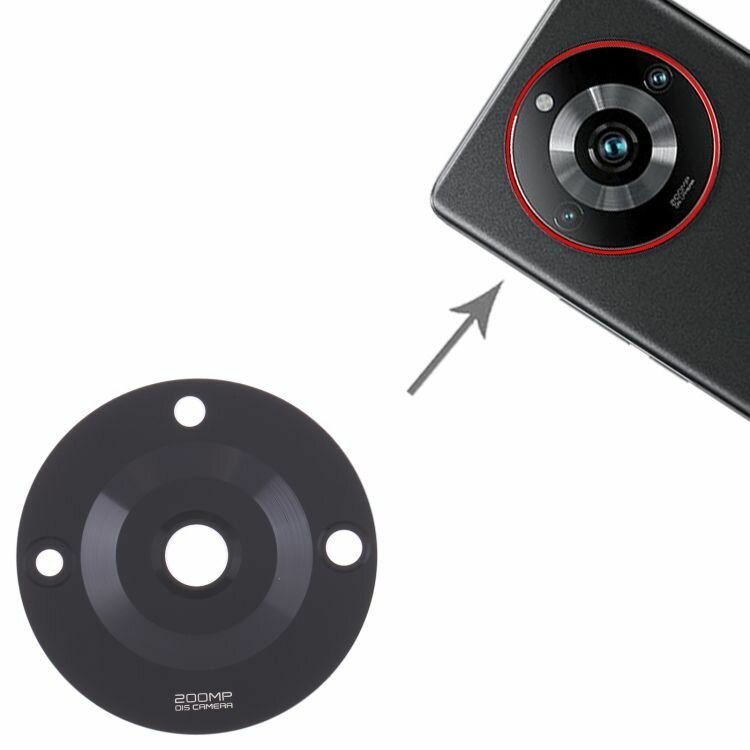 Стекло задней камеры для Realme 11 Pro Plus RMX3740 RMX3741 (200MP) Черное без рамки