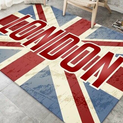 Ковер безворсовый , 60x90см, Флаг Великобритании , LONDON, Лондон, Union Jack, коврик в прихожую