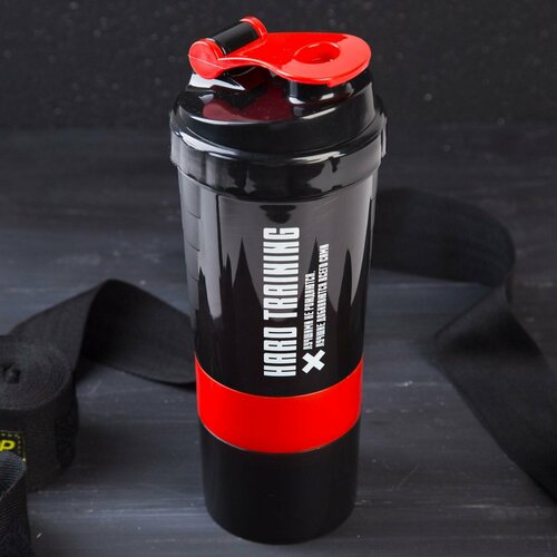 фото Шейкер с чашей под протеин «тяжёлая тренировка», 500 мл komandor