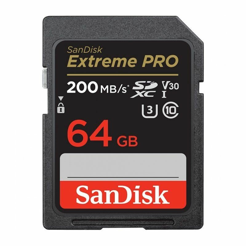 Карта памяти SANDISK 64Gb Extreme Pro SDXC UHS-I U3 V30 (200/90 MB/s)