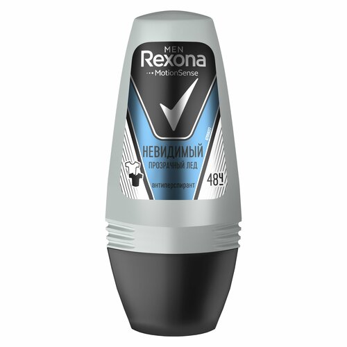 Дезодорант-ролик мужской Rexona Men Невидимый Прозрачный лед, 50мл дезодорант антиперспирант роликовый мужской rexona невидимый на черном и белом 50мл