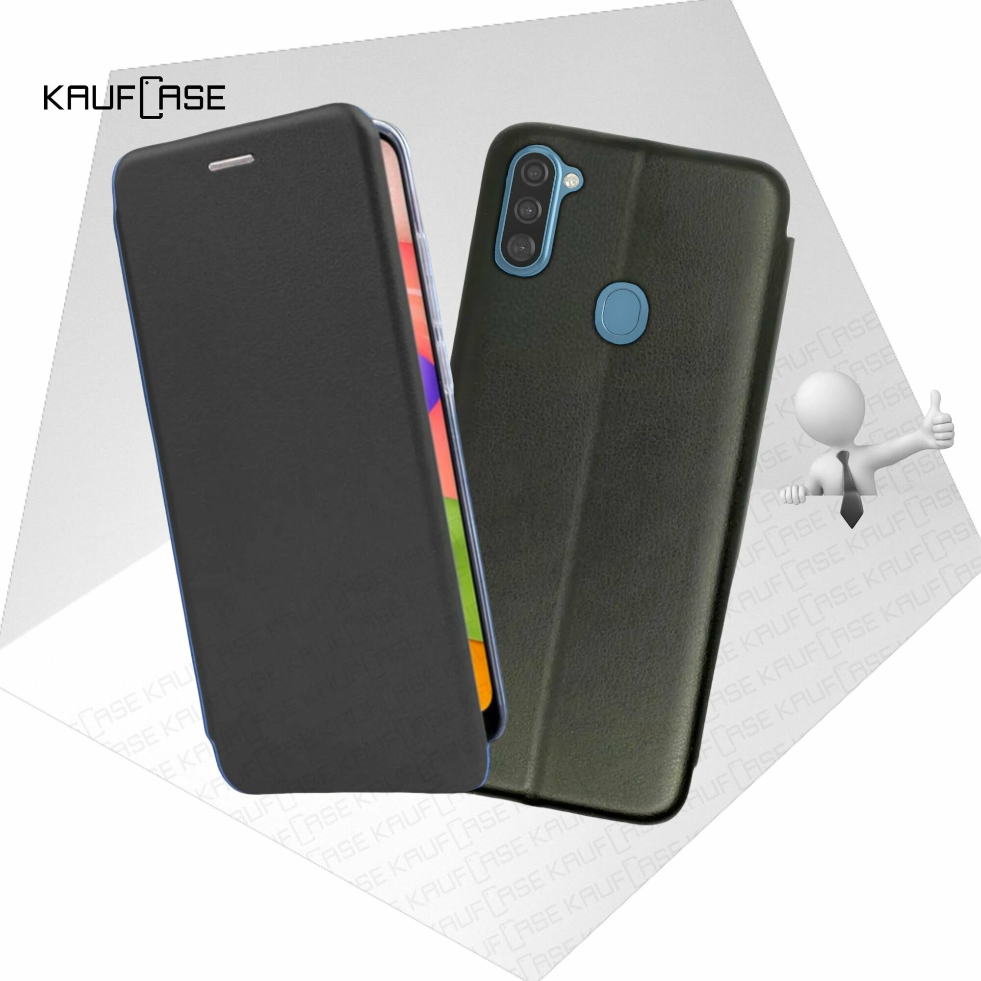 Чехол книжка KaufCase для телефона Samsung A11 /M11 (A115 /M115) (6.4"), черный. Трансфомер