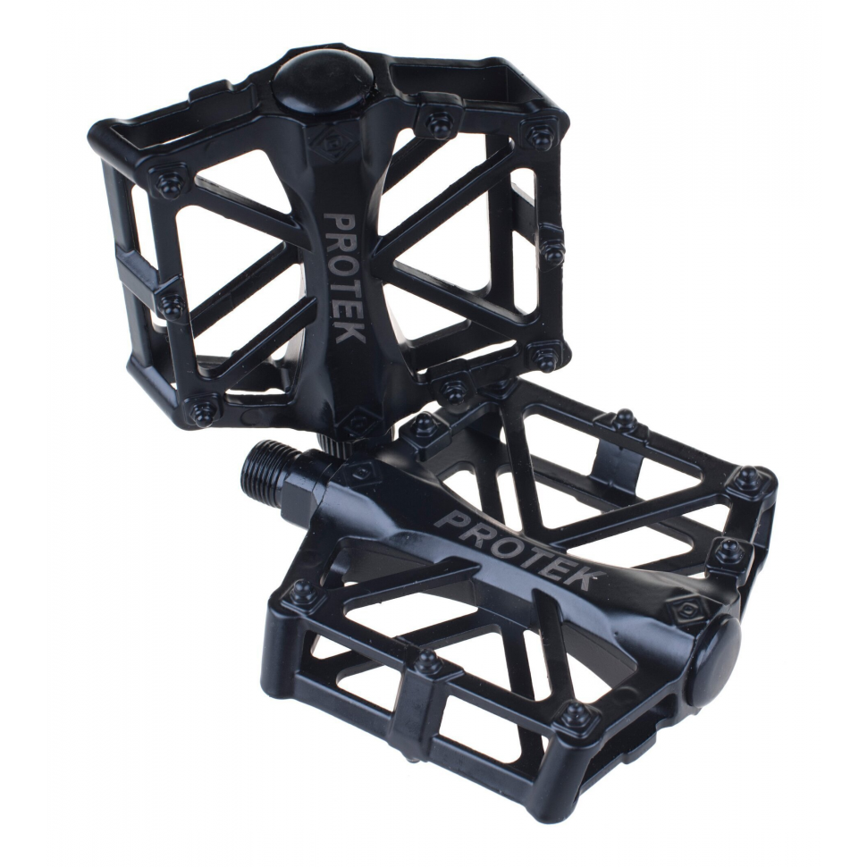 фото Педали алюминиевые МТВ, черная, паук", резьба 9/16", с шариковым подшипником, топталки пара для велосипеда