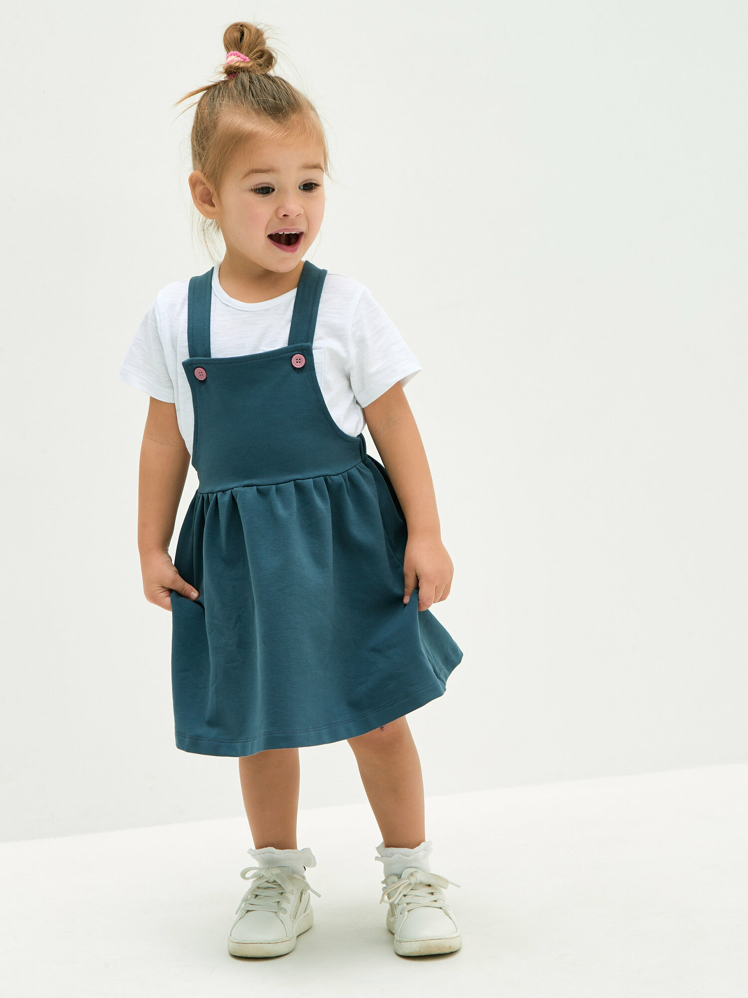 Сарафан для девочки, KOGANKIDS, т. серый, 98 / 3 года