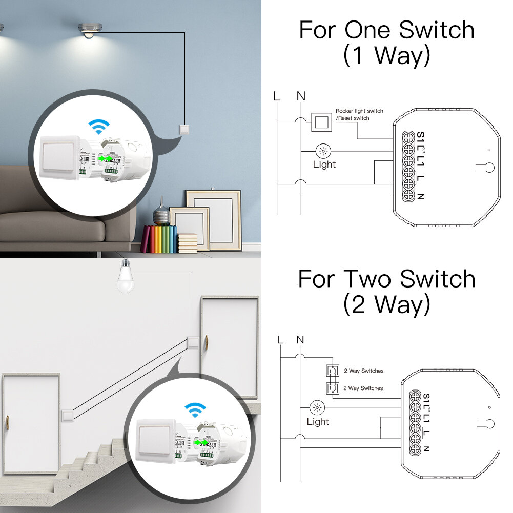 Переключатель Moes Wi-Fi+RF Switch Module умный модели MS-104 - фото №15