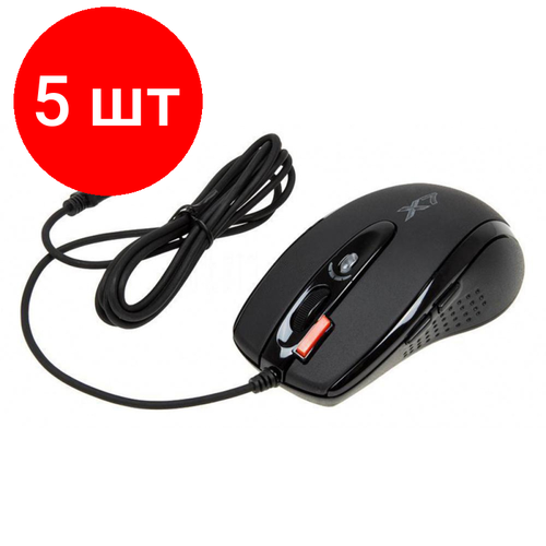 Комплект 5 штук, Мышь компьютерная A4Tech X-718BK чер опт (3000dpi) USB (6but)