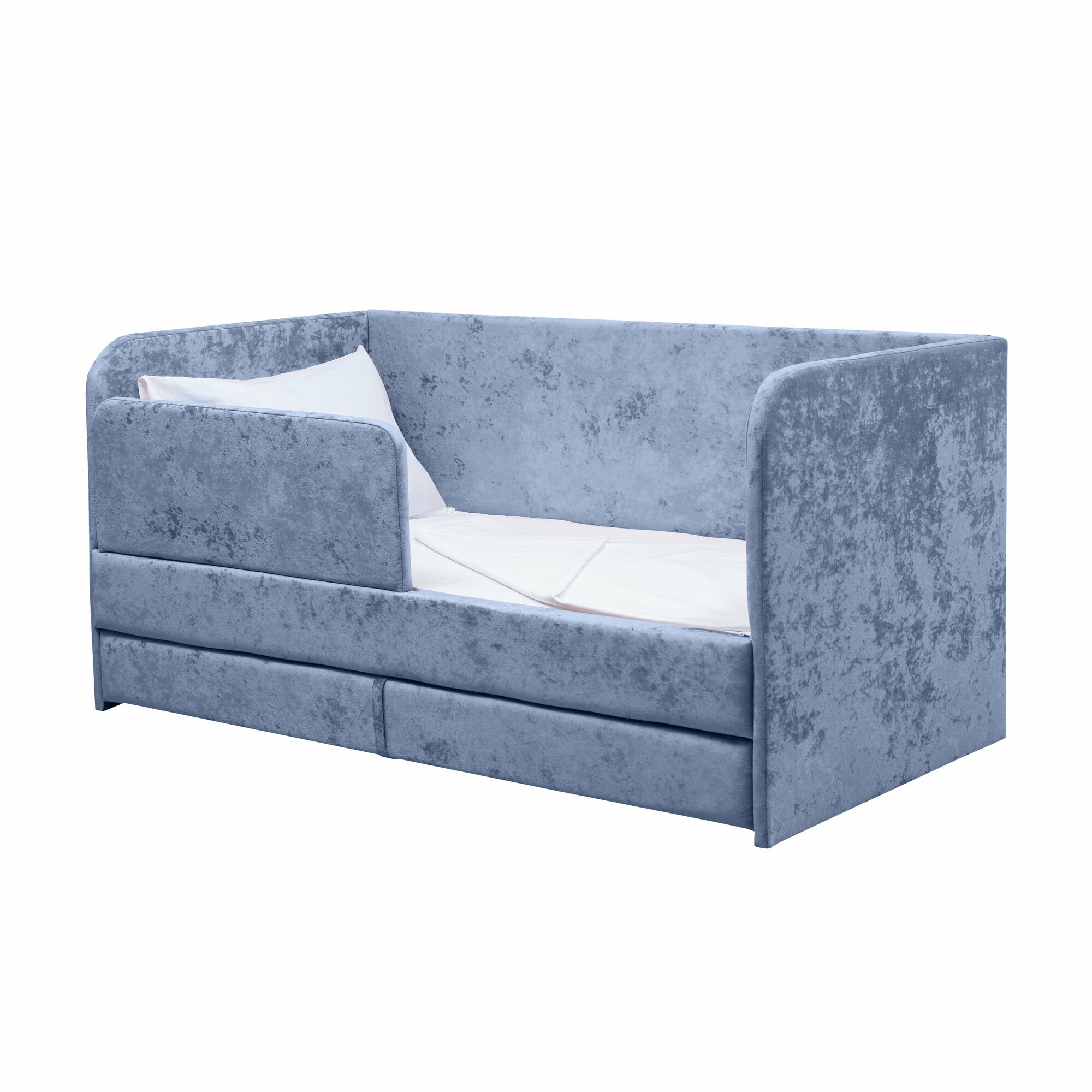 Кровать-диван Непоседа 160*80 голубой с дополнительным спальным местом+матрас
