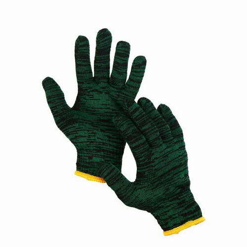 перчатки х б вязка 10 класс 4 нити размер 9 зелёные двойные Перчатки рабочие, х/б, вязка 10 класс, 4 нити, размер 9, зелёные, Двойные, 10 шт.