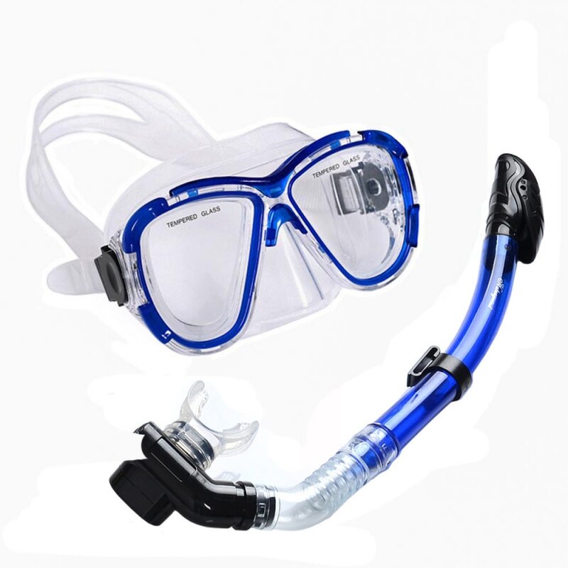Набор для плавания взрослый маска+трубка Силикон синий Спортекс E39239