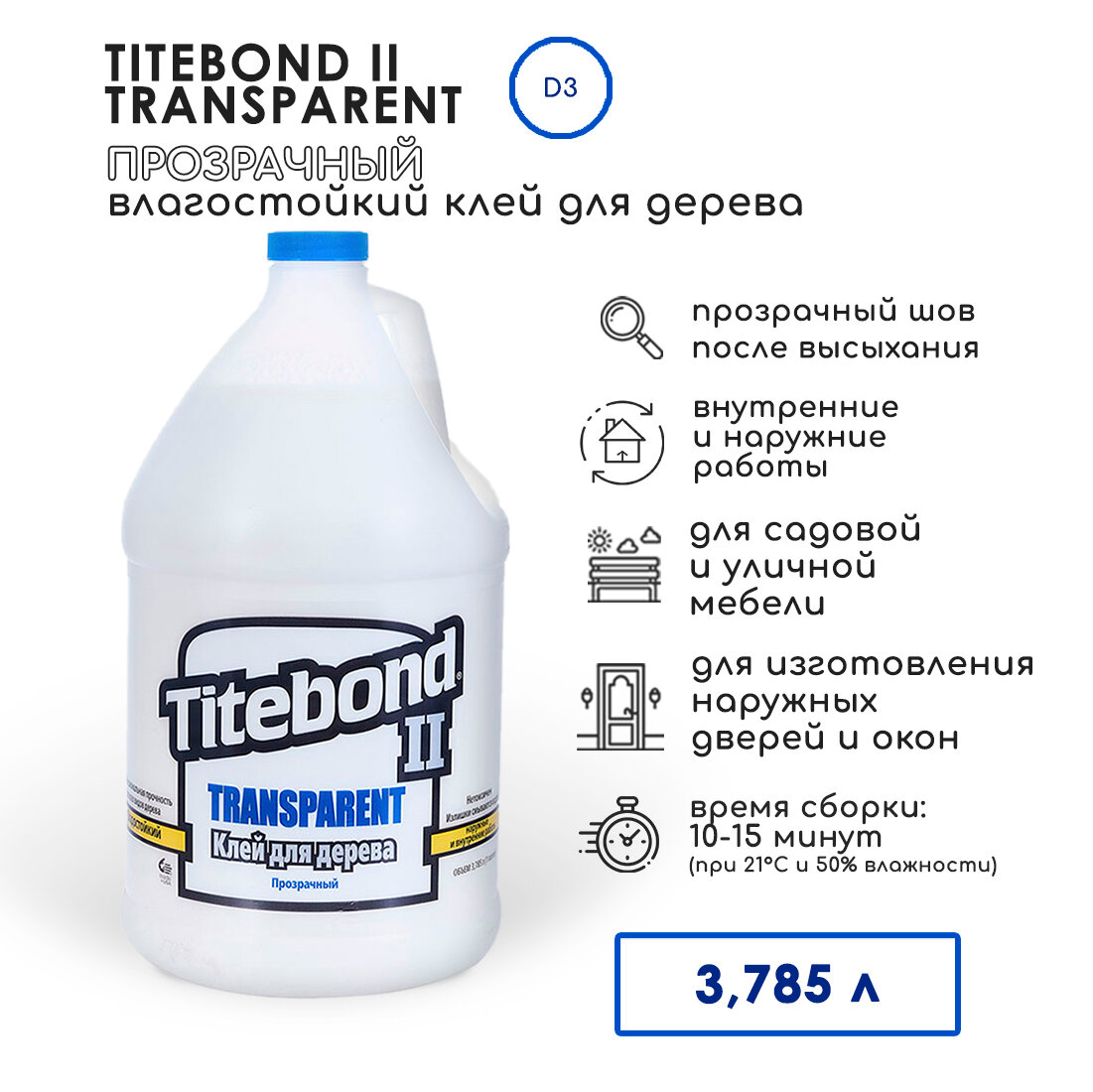 Клей ПВА Titebond II Transparent 112