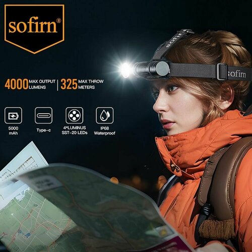 SOFIRN HS41 Налобный фонарь 4000lm 21700 USB C перезаряжаемый SST20 светодиодный фонарь 6000K