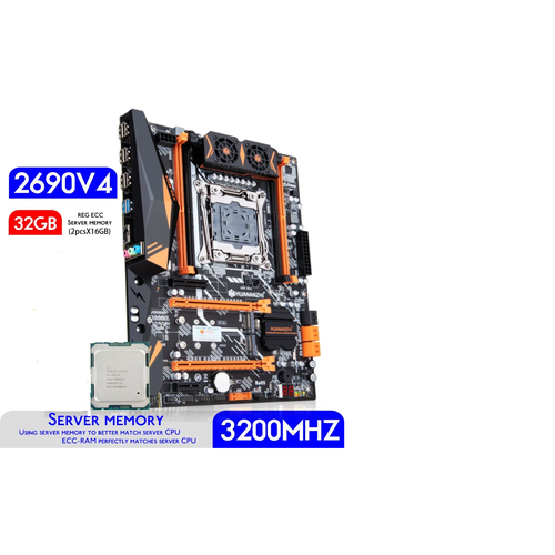 Комплект материнской платы X99: Huananzhi BD4 + Xeon E5 2690v.4 + DDR4 32Гб 3200mgz