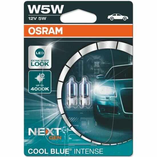 Лампа автомобильная Osram Cool Blue Intense (NextGen) W5W (W2.1*9.5d) 4000K 12V, бл, 2шт