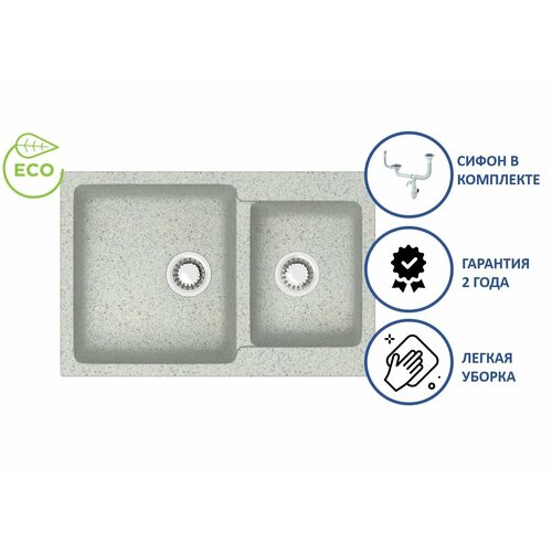 Кухонная мойка Карельский камень модель 191 (765*500) Q10 Светло-серый
