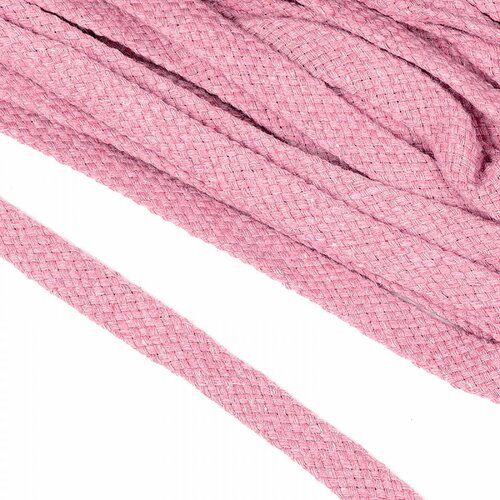 Шнур плоский х/б 12мм турецкое плетение цв.010 розовый уп.50 м гиппеаструм розовый б 712