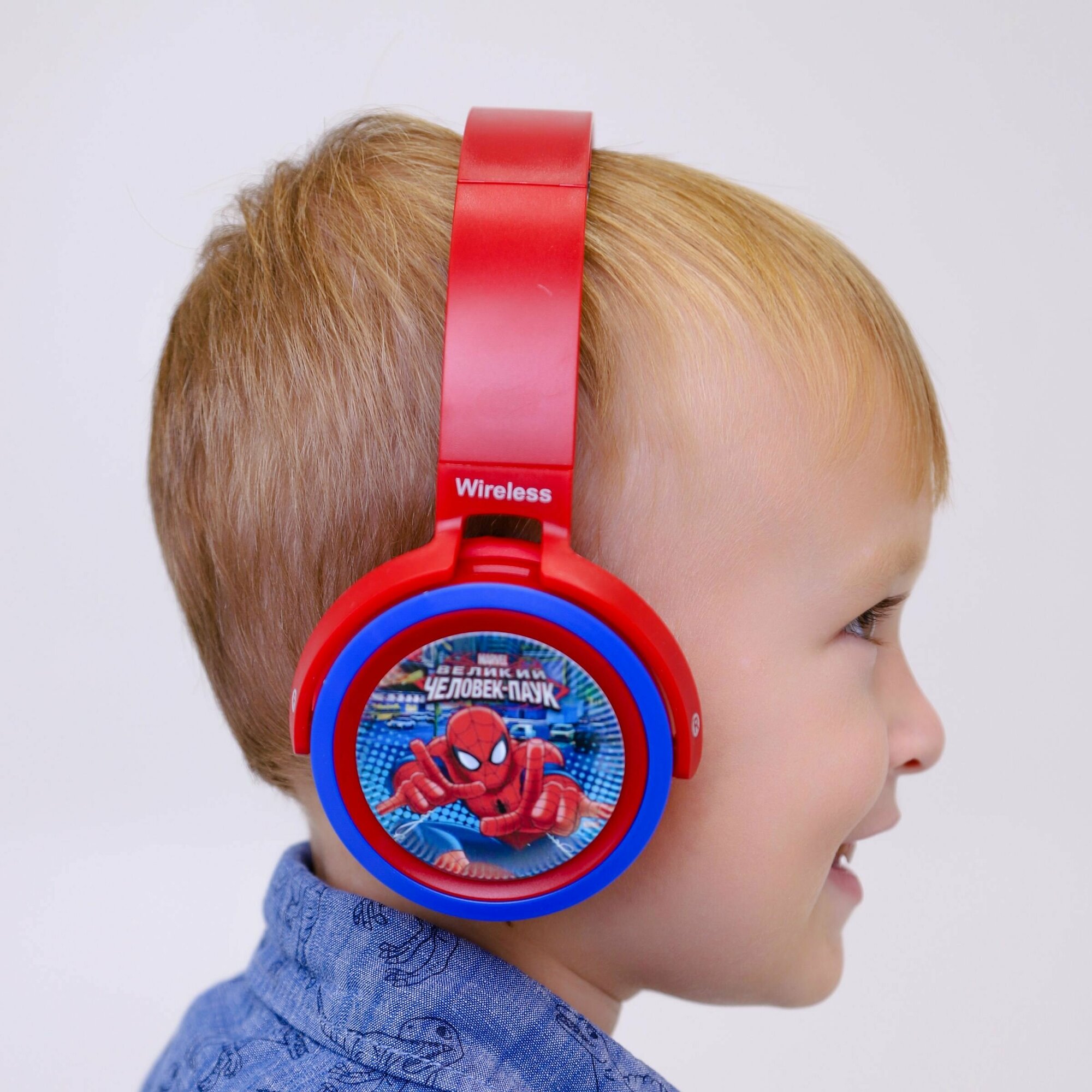 Наушники детские беспроводные Человек-паук KA-906, с Bluetooth 5.0, с микрофоном, красные