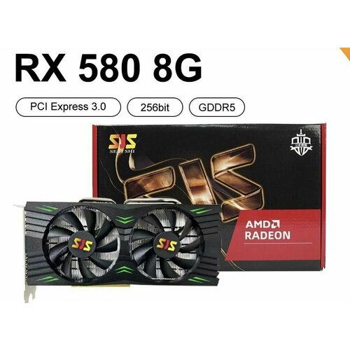 SJS Видеокарта AMD Radeon 580 8G 256Bit GDDR58G 256Bit GDDR5 AMD GPU графические карты для геймеров Radeon 580 Radeon 8 ГБ 1100000₽