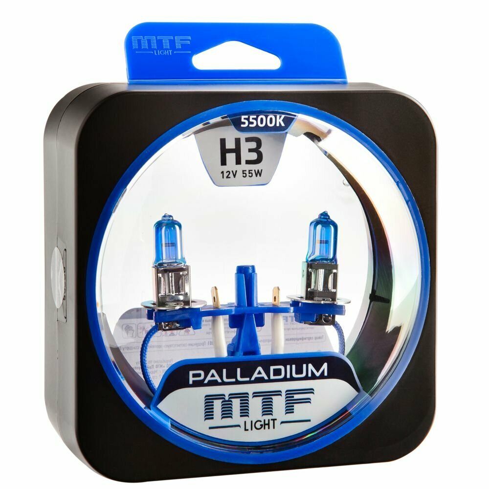 Галогенные автолампы MTF Light серия PALLADIUM H3, 12V, 55W, комп.