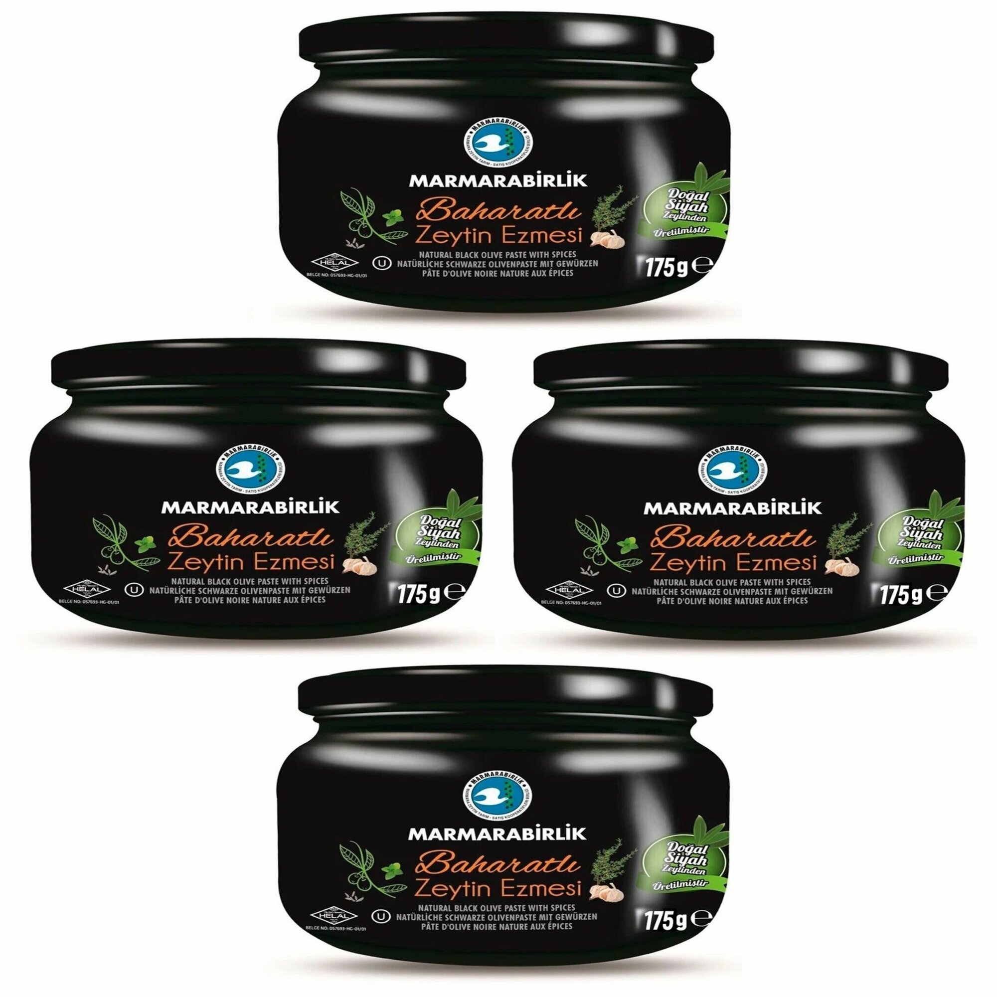 фото Паста из натуральных черных оливок (со специями) MARMARABIRLIK, ст/б, нетто 175 г (спайка 4 шт, нетто 700 г)