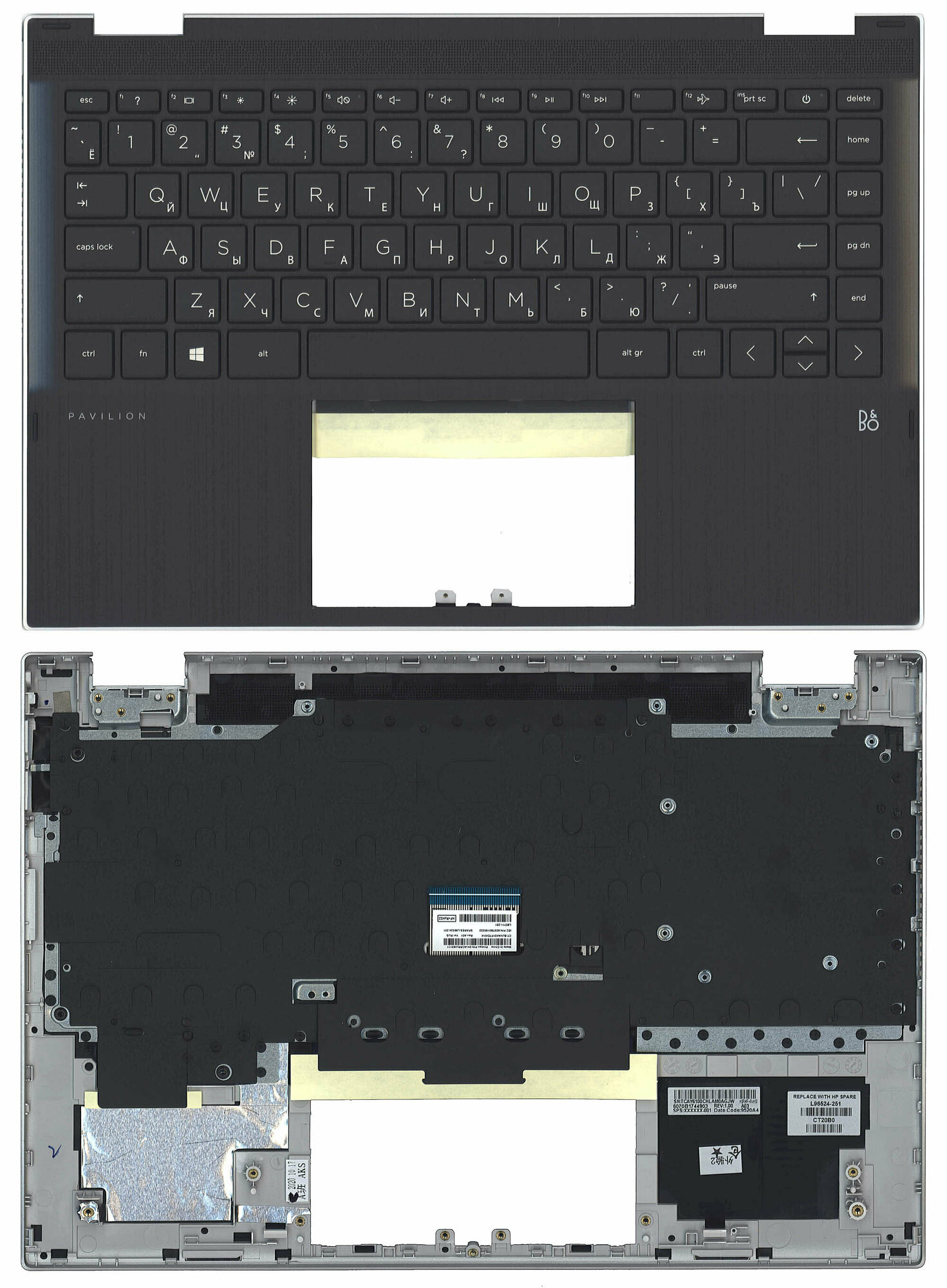 Клавиатура для ноутбука HP Pavilion 14-DW топкейс черный